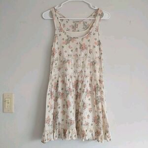 Mudd Mini Tank Dress Junior S Cream Floral Lace Ruffle Lined Slip Cottagecore